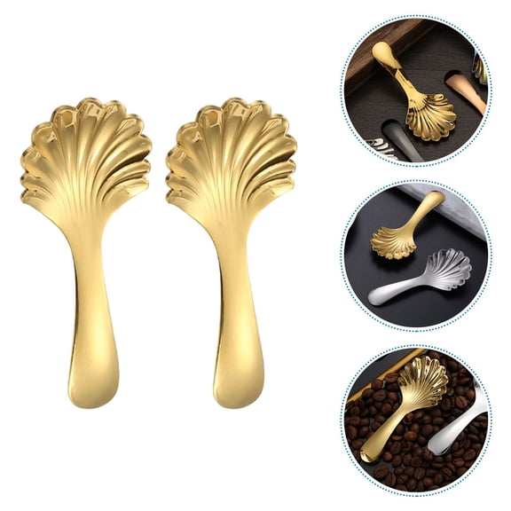 PAMINGONO Stir Spoons Stainless Steel Teaspoons Golden 2Pcs 4.0In