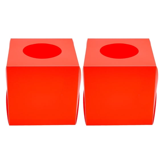 PAMINGONO 2Pcs Red Donation Box Portable for Office Party Use Plastic Raffle Box