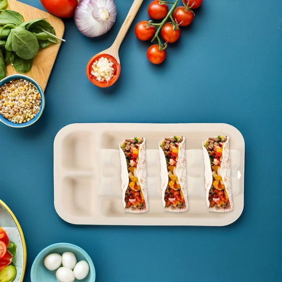 PAMINGONO 2Pcs Versatile Silicone Taco Plates with Dividers Nonslip Base for Home Serving