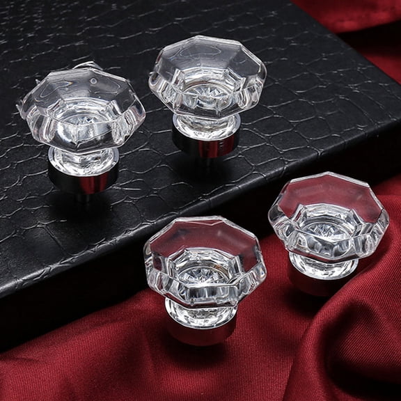 PAMINGONO 2Pcs Single Hole Knobs Transparent Sparkling Crystal Zinc Alloy for Interior Door