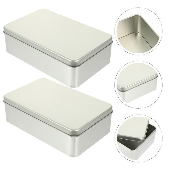 PAMINGONO Set of 2 Silver Tin Cookie Containers for Baking Storage and Party Decorations