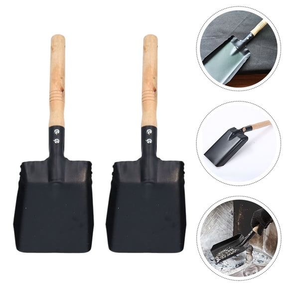 PAMINGONO 2Pcs Durable Black Metal Garden Shovel Rust Resistant Outdoor Spade for Planting Weeding and Snow Removal