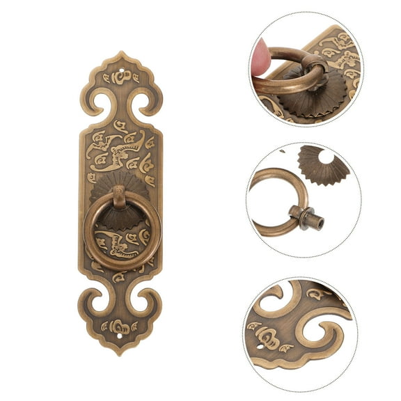 PAMINGONO 2Pcs Brass Antique Drawer Pull Handle for Wardrobe Cabinet Furniture in Light Brown