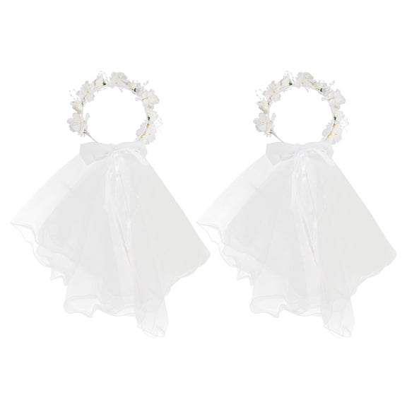 PAMINGONO Wedding Headwear Bridal Flower Crown White Comfortable and Secure Fit for Brides 2Pcs