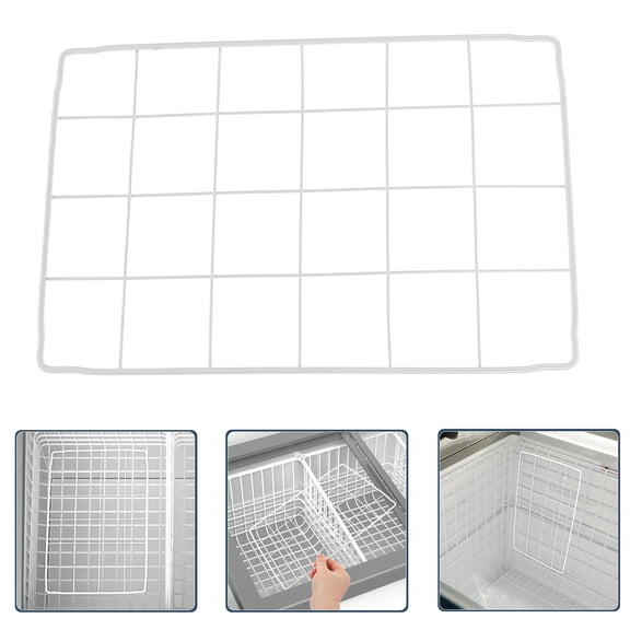 PAMINGONO 2-Pack White Metal Fridge and Freezer Shelf Organizer with Space-Saving Wire Divider for Kitchen Storage