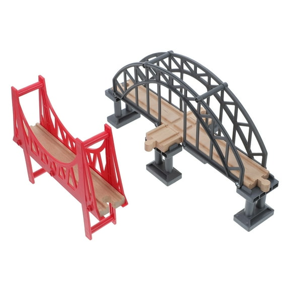 PAMINGONO 2Pcs Wooden Train Bridge Educational Value Shape For Family Time 12.6x6.9x5.3in