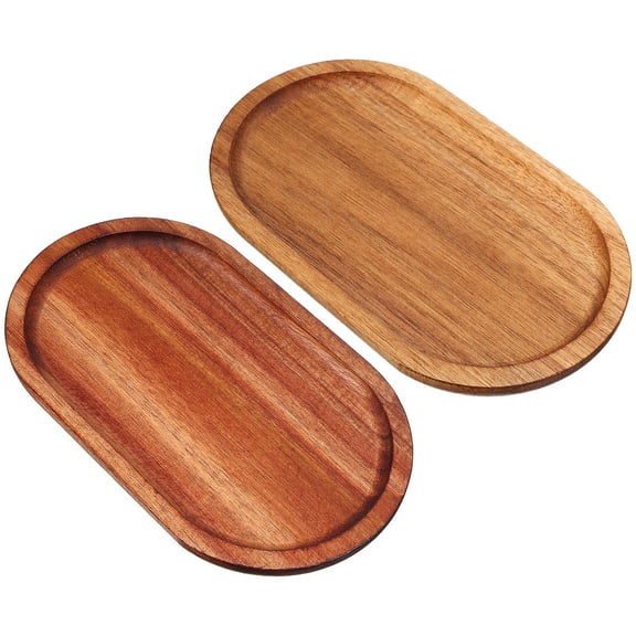 PAMINGONO Rustic Style Acacia Wood Food Serving Platter 2Pcs 7.86X4.64X0.59in