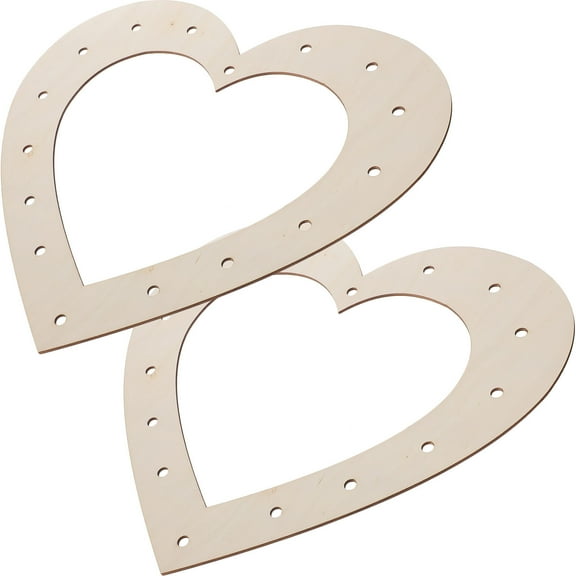 PAMINGONO 2Pcs Wreath Bases Heart Shaped for Diy Crafts Beige Wooden Bathroom Decor