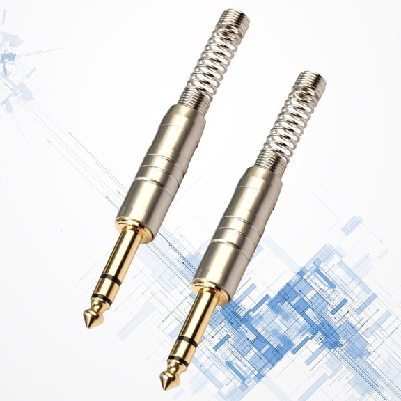 PAMINGONO 2Pcs Zinc Alloy Gold Plating Stereo Jack Plug for Audio Equipment Connection