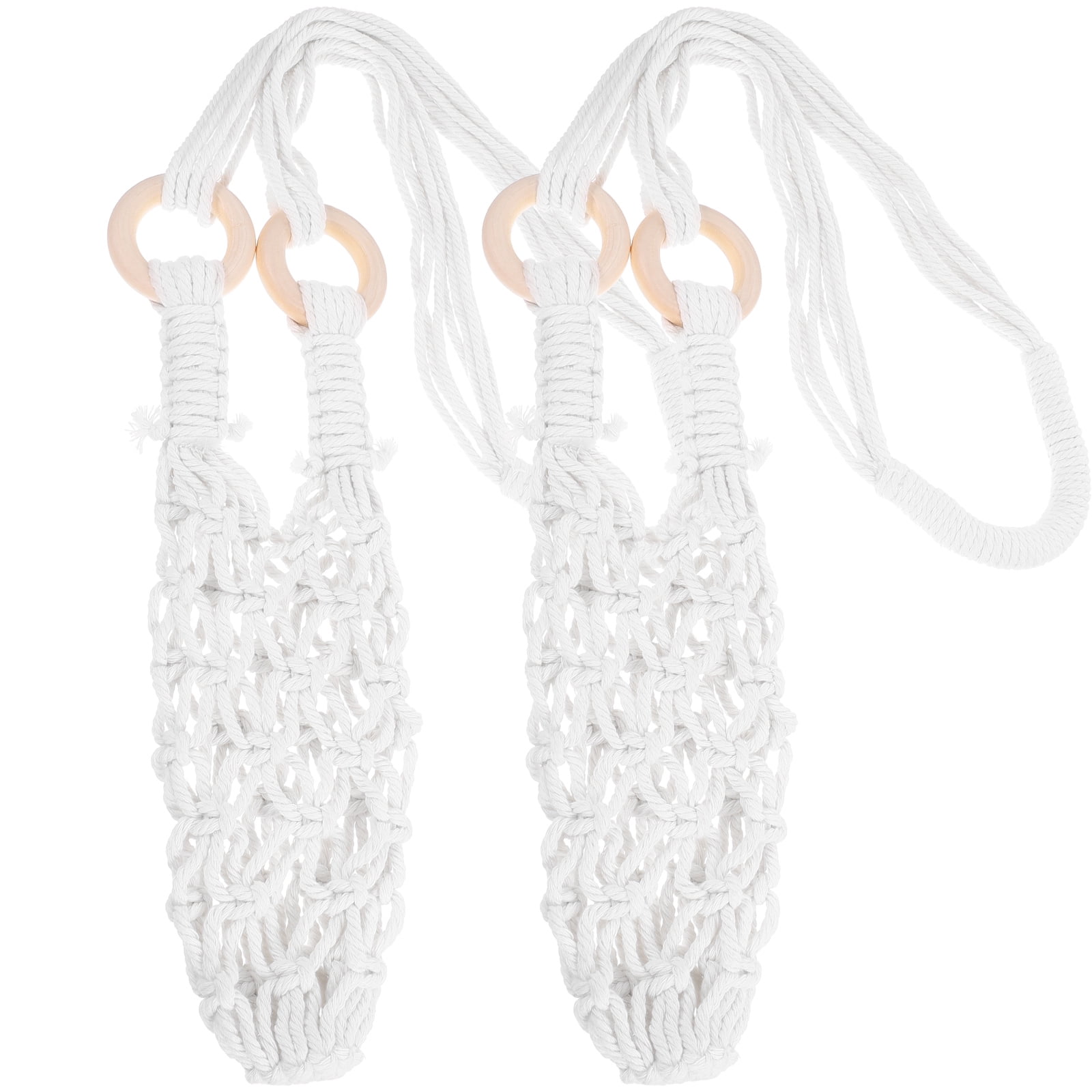 PAMINGONO 2Set Bottle Carriers White Cotton Rope Bottle Carrier For ...