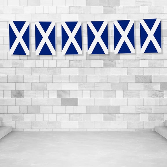 PAMINGONO Scotland Hanging Banner Scotland String Flags Blue Polyester 2Pcs 197X8.3X0.04In