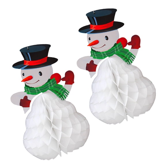 PAMINGONO Set of 2 Multi-Color Snowman Pendant Christmas Decorations for Festive Holiday Decor