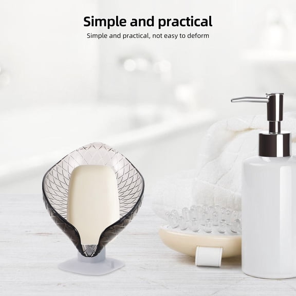 PAMINGONO 2-Pack Leaf Shaped Plastic Soap Dishes with Self-Draining Tray for Bathroom and Kitchen Counter Use
