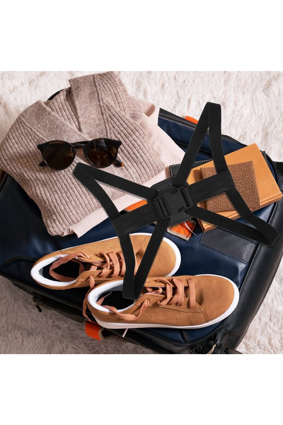 2pcs Luggage Strap Adjustable Baggage Packing Belts Black Travel Essential