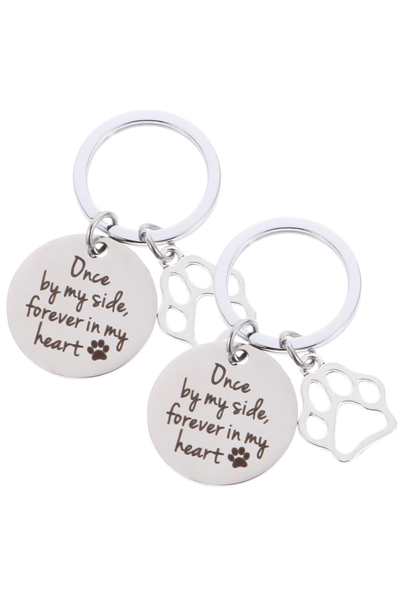 Pet Memorial Keychain, Dog Footprint Charm, Stainless Steel, Assorted Colors, Decorative, 2Pcs