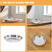 PAMINGONO Plated Silver Stainless Steel Dog Bowls Shallow Design for Storage 2Pcs