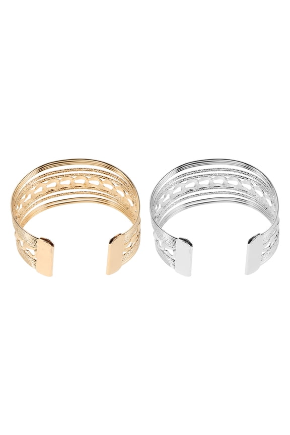 2Pcs Bridal Jewelry For Women Zinc Alloy Open Cuff Fashion Statement Jewelry