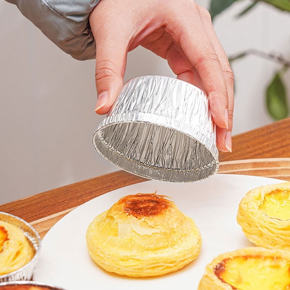 PAMINGONO 30Pcs Foil Pie Dishes Muffin Baking Cups Plated Silver Tinfoil Baking Molds for Kitchen Use