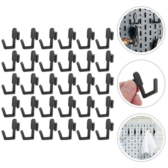 PAMINGONO Retail Display Pegboard Hooks Black 30pcs HIPS