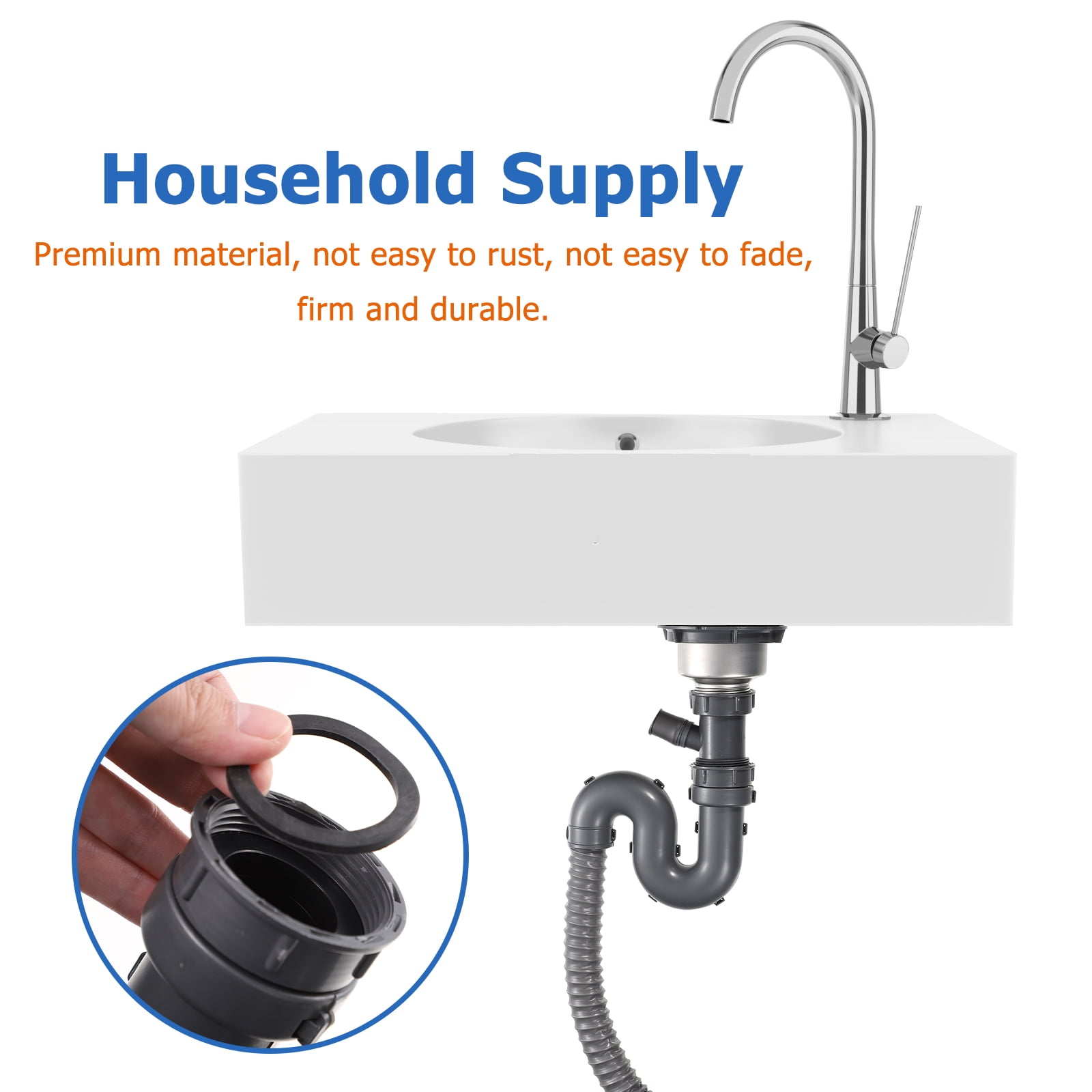 PAMINGONO 30Set Grey PVC Bathroom Sink Pipe Kit for Homeowners and Plumbers