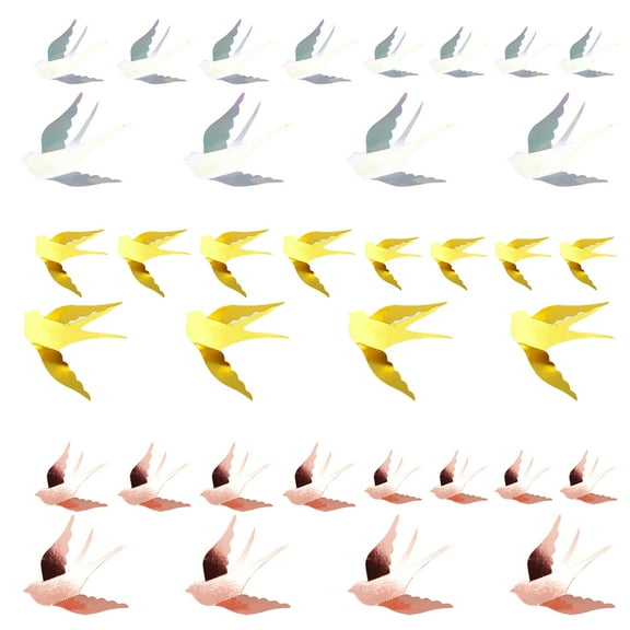 PAMINGONO Bedroom Decor Swallow Wall Art Ornaments Silver 36Pcs Home Decor