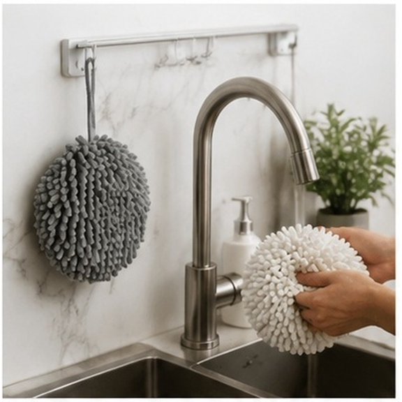 PAMINGONO Chenille Hand Towels Assorted Color Soft Fuzzy Ball for Kitchen and Bath