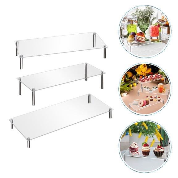 PAMINGONO 3Pcs Clear Acrylic Wedding Display Stand for Dessert and Food Holding