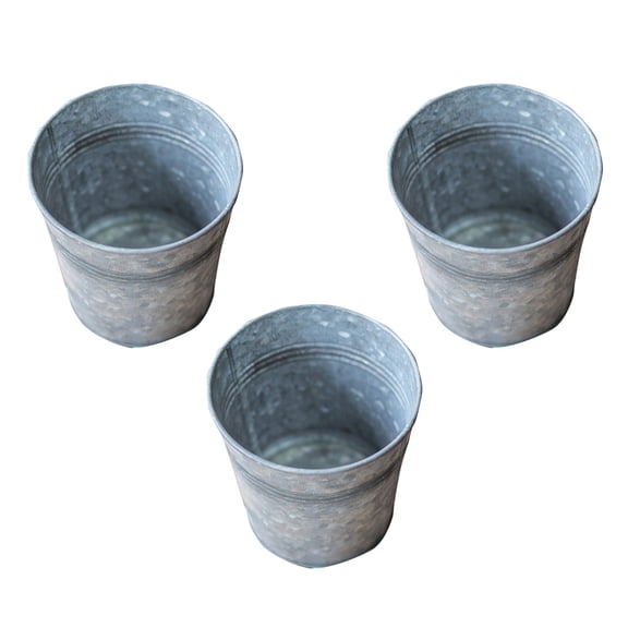 PAMINGONO 3Pcs Planter Container in Silver and Round Shape for Balcony 4.13in