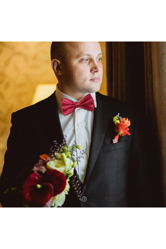 3-Piece Red Cummerbund, Bow Tie & Pocket Square Set in Soft Polyester for Wedding & Formal Events