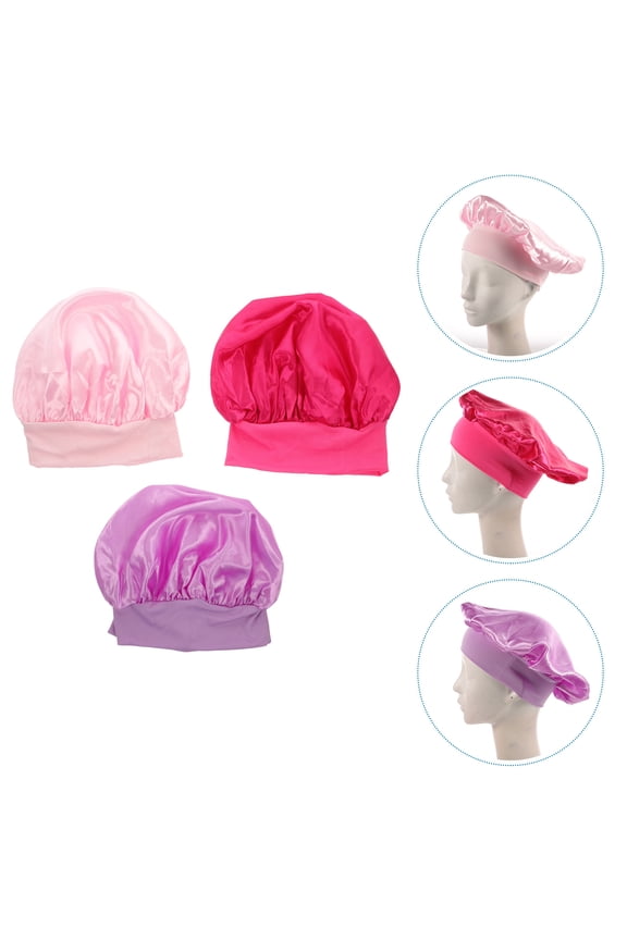 3Pcs Sleep Bonnet for Kids Light Purple Comfortable Sleep Nighttime