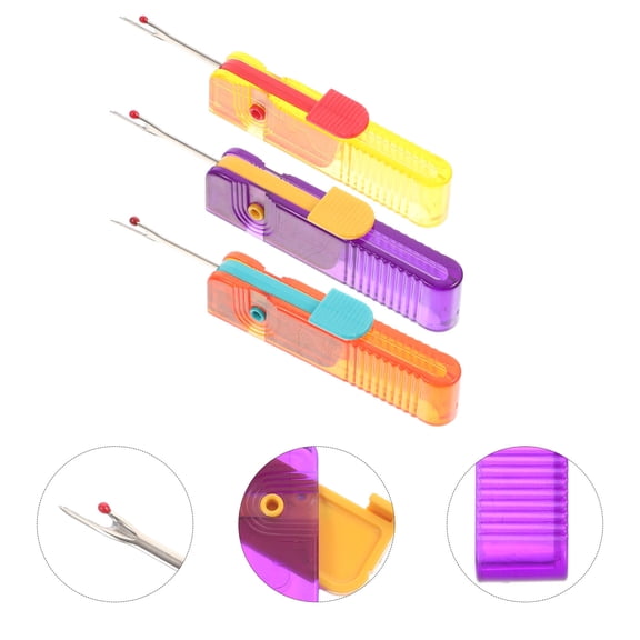 PAMINGONO 3-Pack Seam Thread Remover Tools in Assorted Colors for Sewing, Embroidery, and Craft Projects