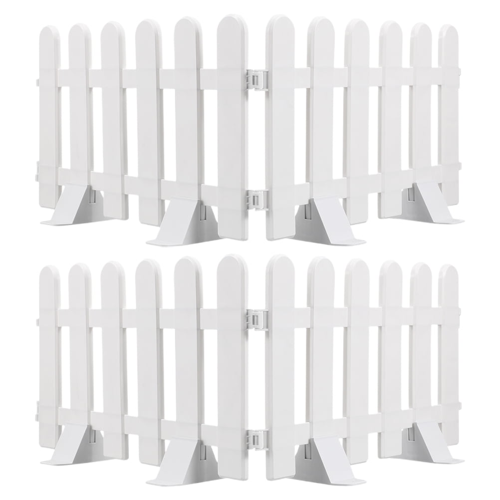 PAMINGONO 4-Pack White Plastic Garden Picket Fence Edging Panels for Lawn, Flowerbeds, Yard Decoration and Outdoor Landscaping