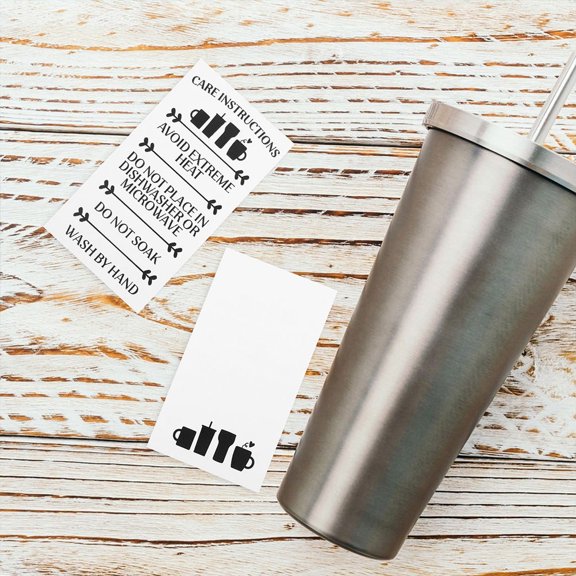 PAMINGONO 40 Pcs Glass Tumbler Care Instruction Cards, Coated Paper Inserts for Drinkware Packaging