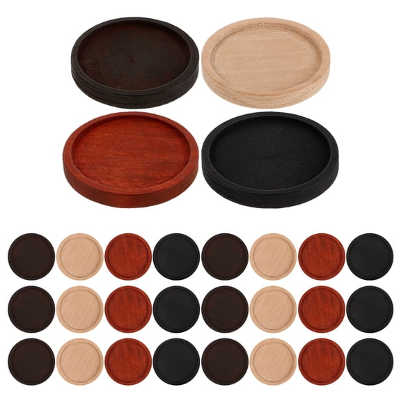 PAMINGONO 40 Pcs Vintage Round Wooden Serving Trays, Lightweight Multicolor Decorative Plates for Snacks, Desserts, Home Decor