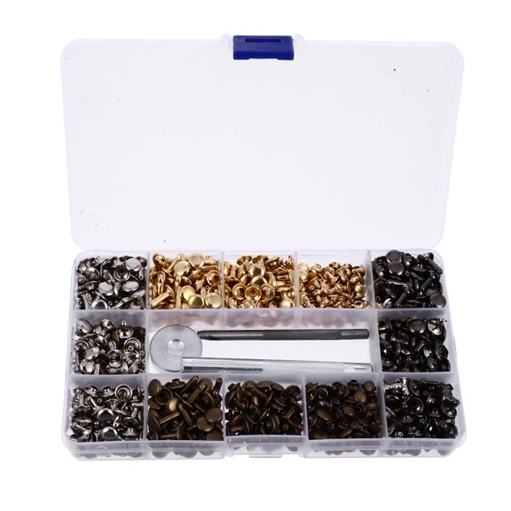 PAMINGONO 480Pcs Round Rivets for Shoes Makers Brass Assorted Color Craft Making