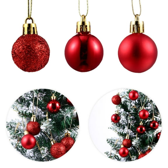 PAMINGONO Festive Red Plastic Christmas Balls for Home and Office 48Pcs