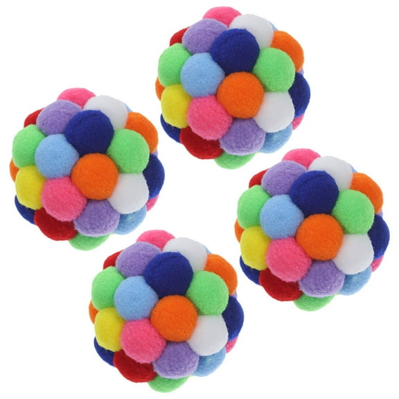 PAMINGONO 4Pcs Cat Balls with Bells for Interactive Play and Paw Grinding for Cats