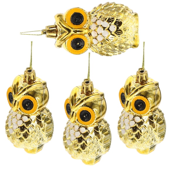 PAMINGONO Tree Owl Ornament Golden 4Pcs 3.6X2In