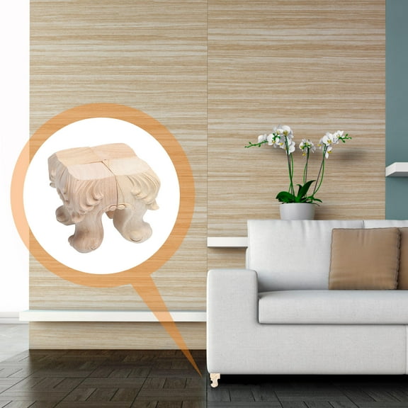 PAMINGONO 4Pcs Claw Feet for Furniture in Wood Color with Rose Carving Design