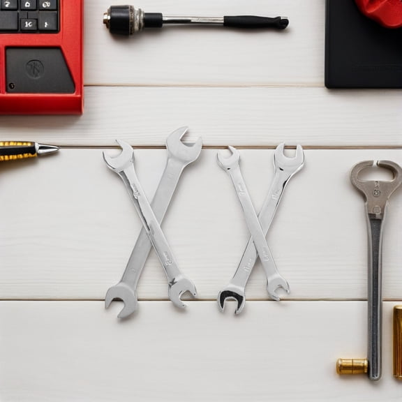 PAMINGONO 4Pcs Dual End Open End Spanner Set High Strength Steel Wrenches for Auto Repair and Tight Spaces