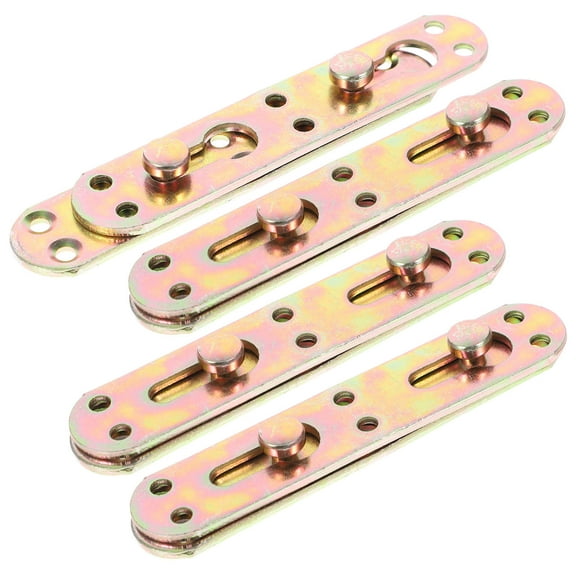 PAMINGONO 4Pcs Golden Iron Bed Rail Fittings for Bed Frame Brackets for Headboard 12.5X0.98X0.12In