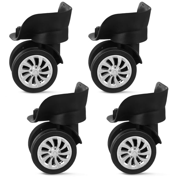 PAMINGONO 4-Pack Black Suitcase Wheel Replacement Set with Easy Install Universal Swivel Casters for Luggage