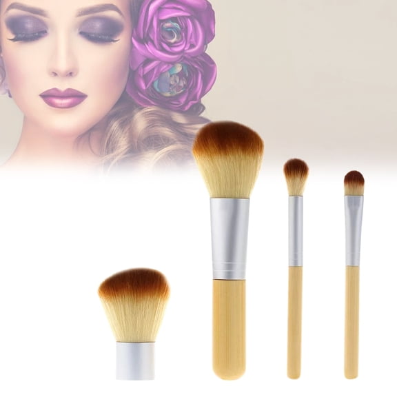 PAMINGONO 4Pcs Makeup Brush Kit with Lightweight Bamboo Handle for Easy Use and Charming Makeup Look