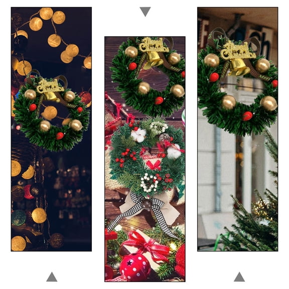PAMINGONO Mini Christmas Wreath for Windows Christmas Wreath Green Plastic 4Pcs 2.4x2.4x0.8in
