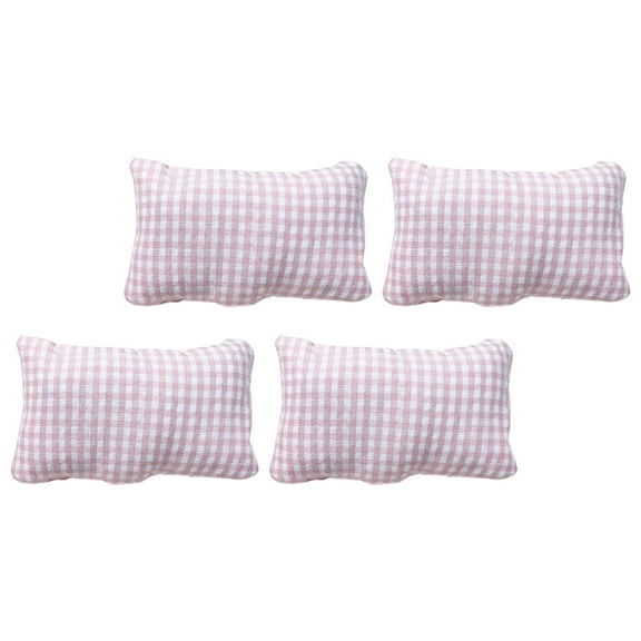 PAMINGONO 4Pcs Mini Pillow Rectangular PP Cotton Decorative Toy House Scene Small Pillow 8X1.9X0.8in