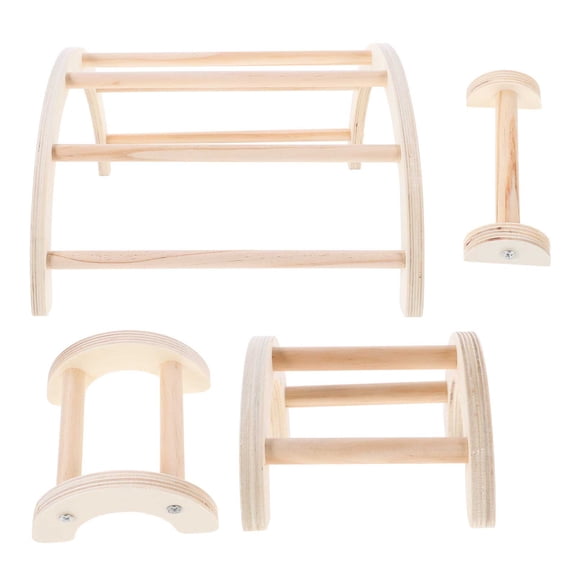 PAMINGONO 4pcs Birds Rest Stand Wood Beige Simple Design for Bird Resting and Training