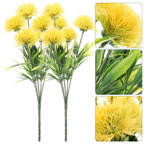 PAMINGONO 4Pcs Realistic Dandelions Ornament Yellow Plastic for Office Decor