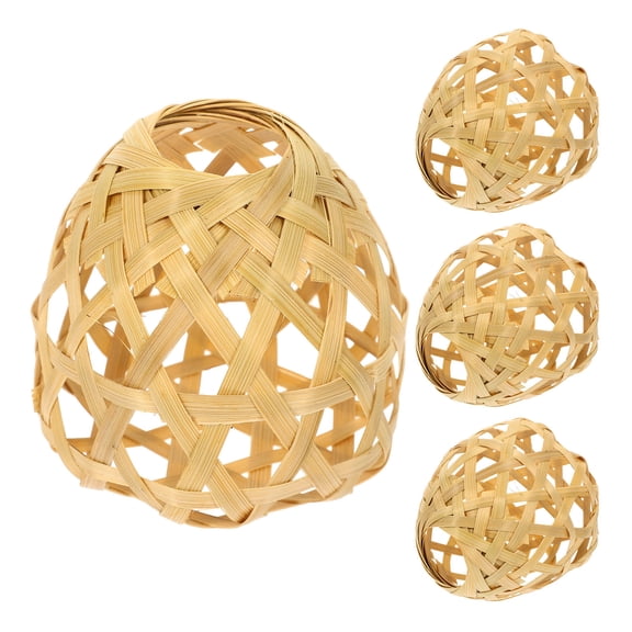 PAMINGONO 4Pcs Round Bamboo Lampshades for Ceiling Lamp 2.95X2.75X2.75in