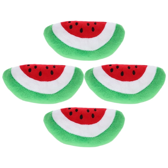 PAMINGONO 4Pcs Soft Dog Squeaky Toy Watermelon Shape for Teeth Cleaning and Relaxation Pet Dogs Indoor Play