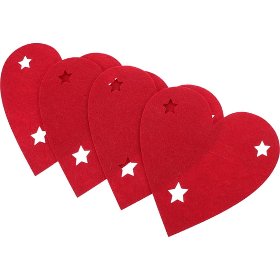 PAMINGONO 4Pcs Tableware Pouch Cloth Material Heart Shape Cutlery Bag for Family and Friends During Festivals